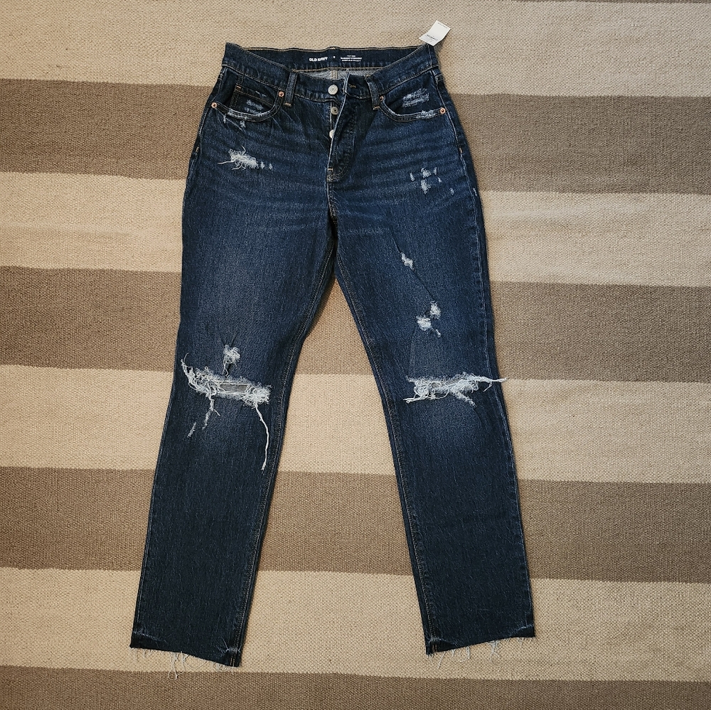 Old Navy High Rise Slouchy Straight Dark Wash Jeans